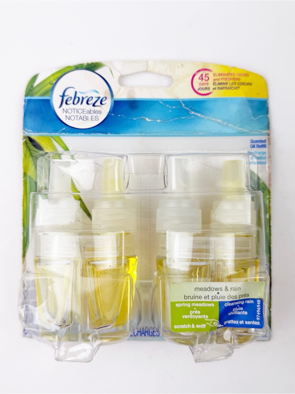 Febreze Noticeables Meadows & Rain Air Freshener 2 Refills 1.75 oz NOS *Read